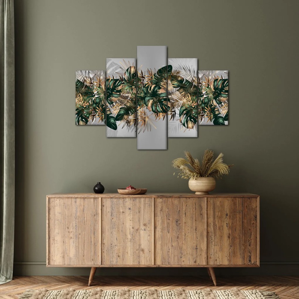 Kép - Gold-green, trópusi levelek (150x105 cm)