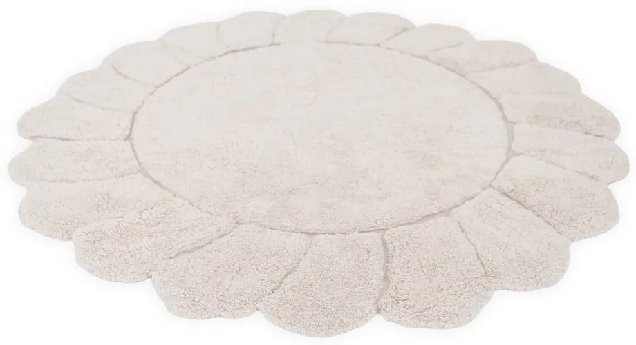 Krémszínű mosható kézi szövésű pamut gyerek szőnyeg ø110 cm Gabrielle – Nattiot