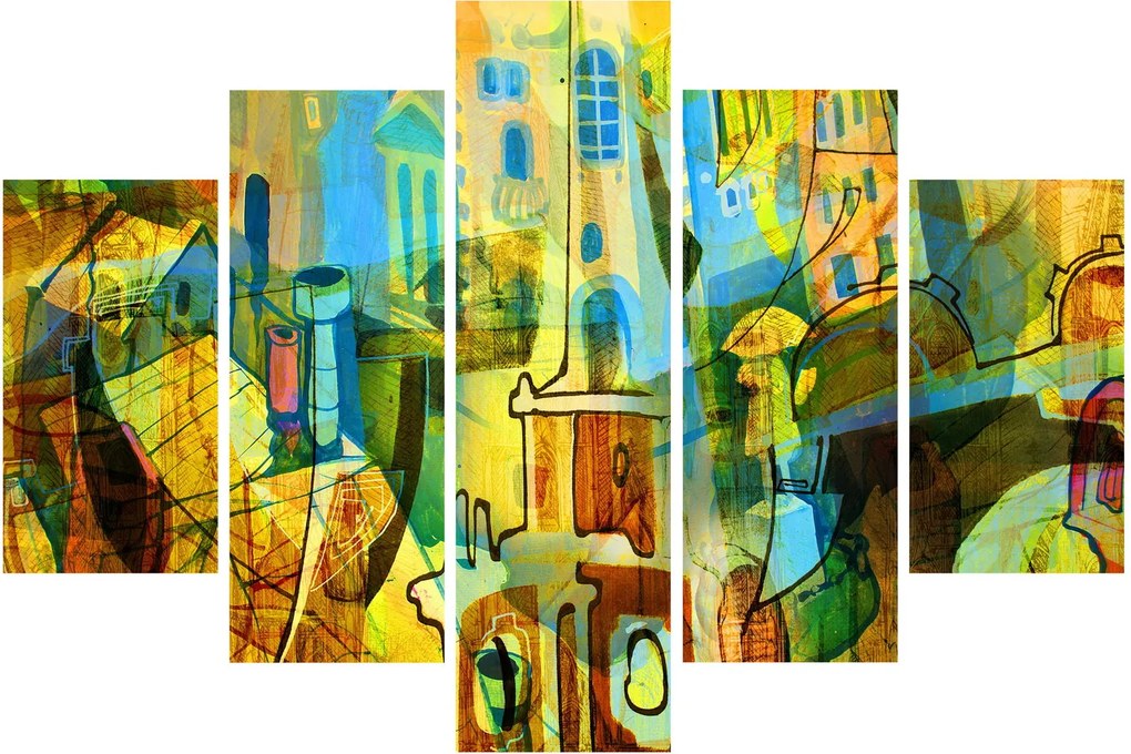 Kép - Építészet, kubista absztrakció (150x105 cm)