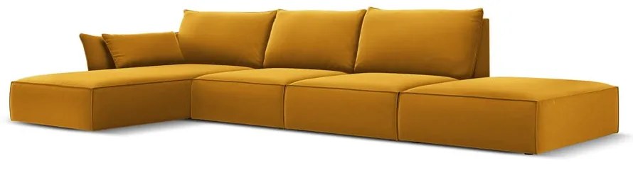 Mustársárga bársony sarokkanapé (bal oldali-heverő résszel) Vanda – Mazzini Sofas