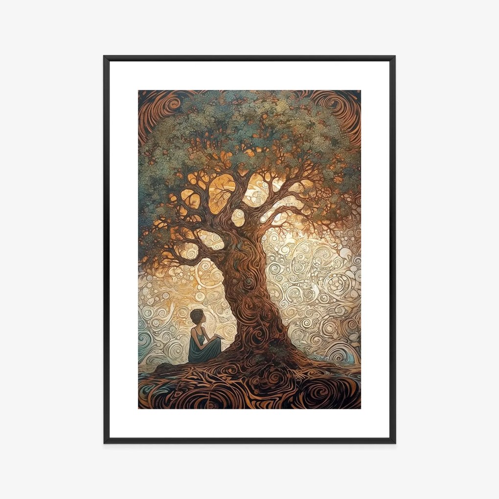 Nő az élet fájánál poszter - 40x60 cm, Ezüst paszpartuval