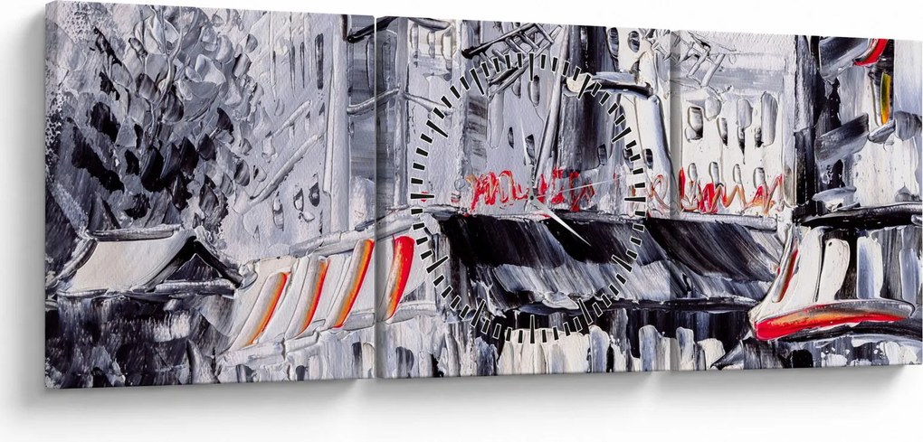 Kép - utca Párizsban, olajfestmény (órával) (90x30 cm)