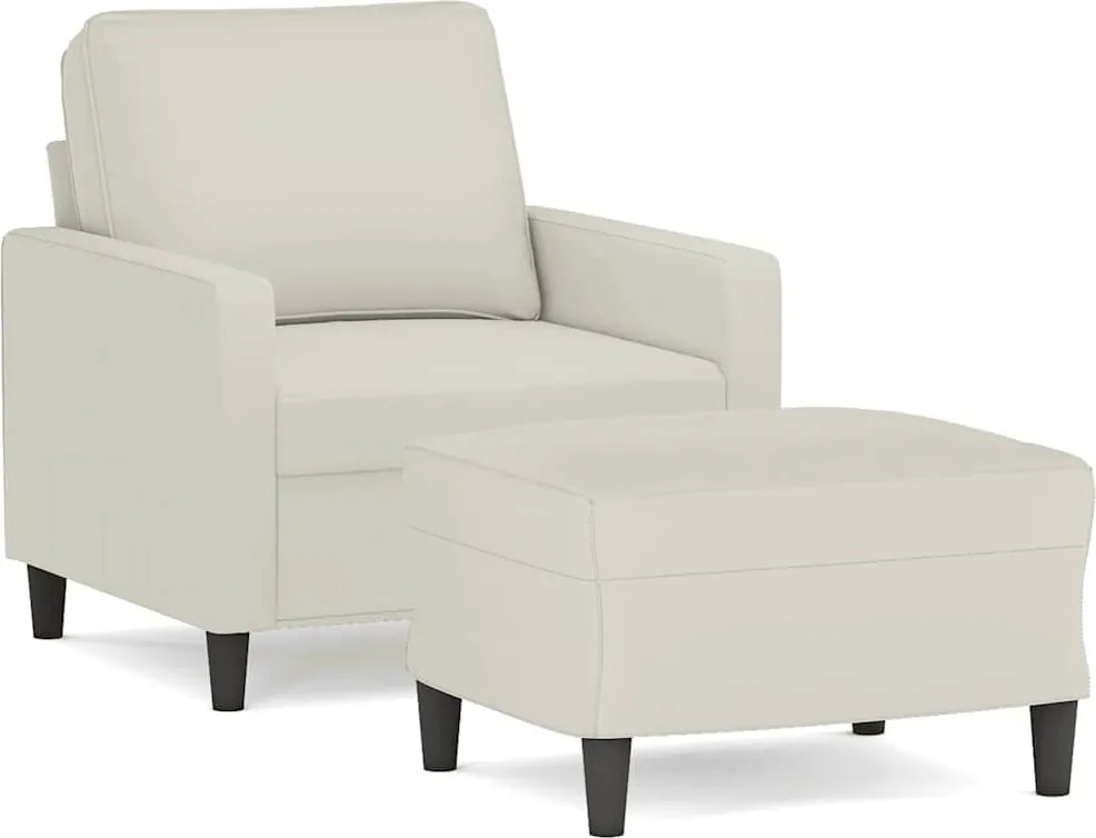vidaXL krémszínű bársony kanapéfotel lábtartóval 60 cm