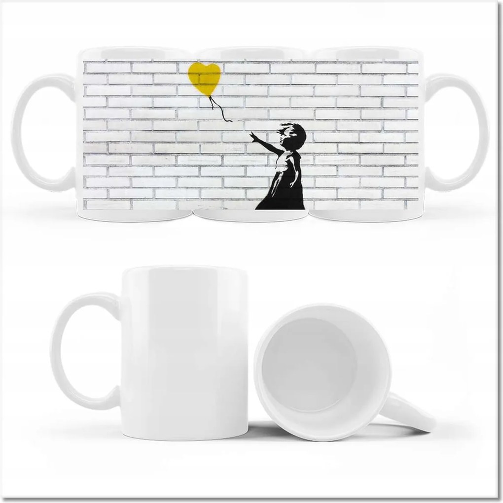 Banksy nyomott mintás bögre lufi lány