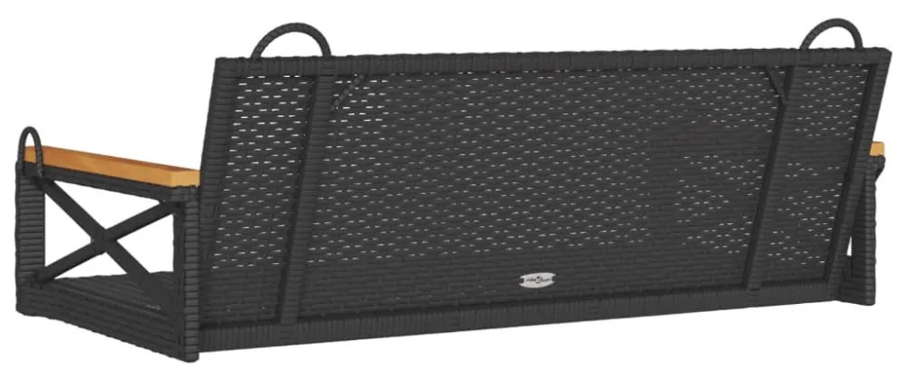 fekete polyrattan hintapad 109 x 62 x 40 cm