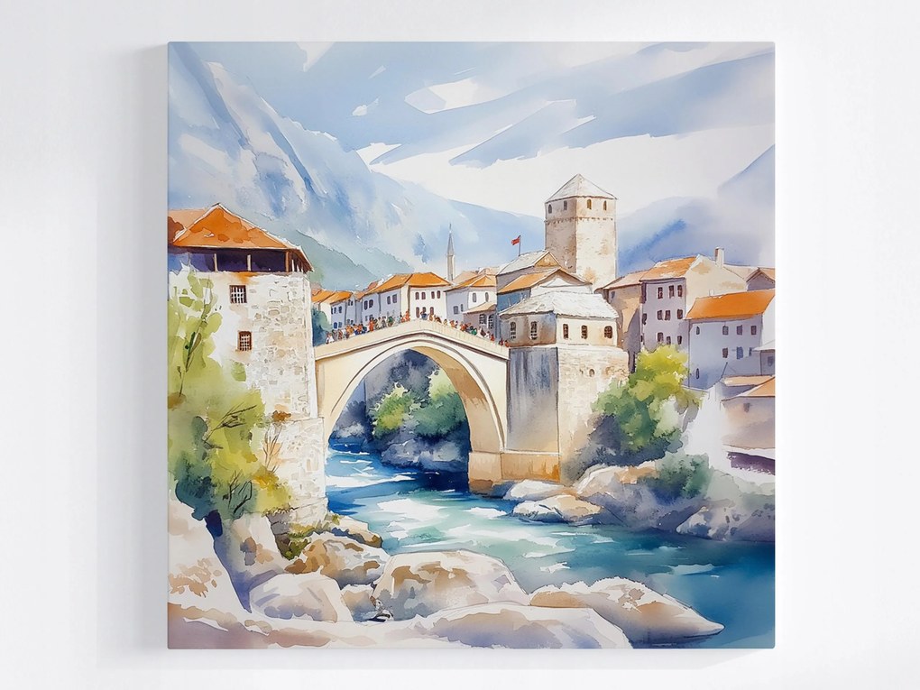 Vászonkép Canvas Balkán Bosznia Mostar Város Híd Turizmus 40x40