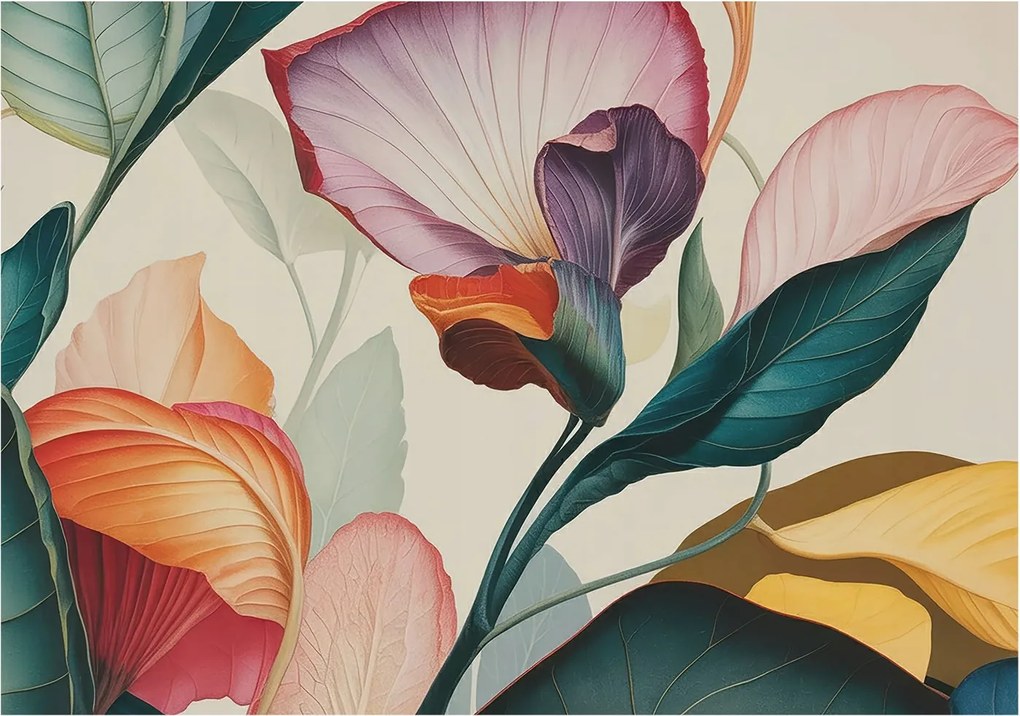 Flizelin tapéta Fali Flizelin Prémium Színes virágok 312x219 Ragasztó