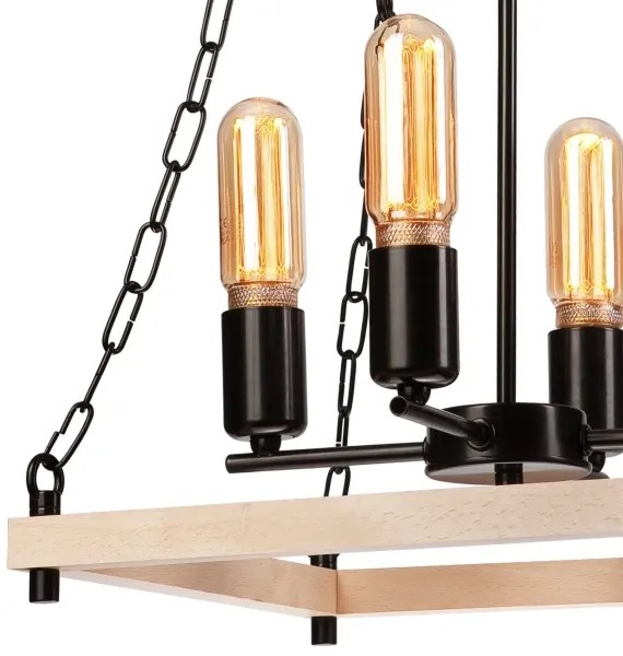 Csillár láncon JASPER 4xE27/60W/230V bükkfa/bézs