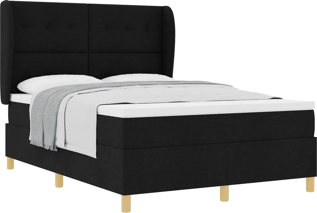 vidaXL Boxspring ágy matraccal Sötétszürke 90x190 cm Szövet Fekete