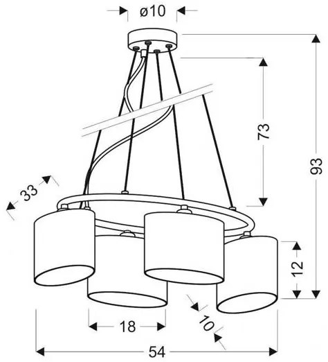 Csillár zsinóron BAN 4xE14/40W/230V