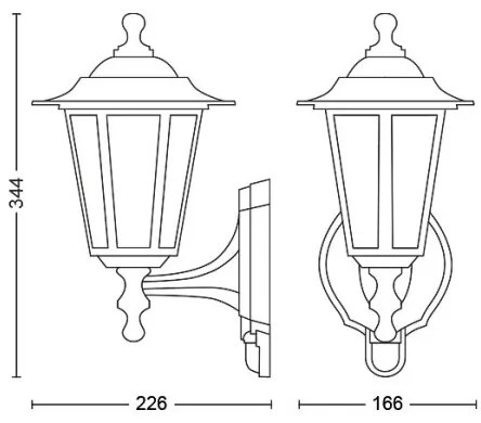 Philips 1747330PN kültéri fali lámpa s érzékelővel 1xE27/60W/230V IP44
