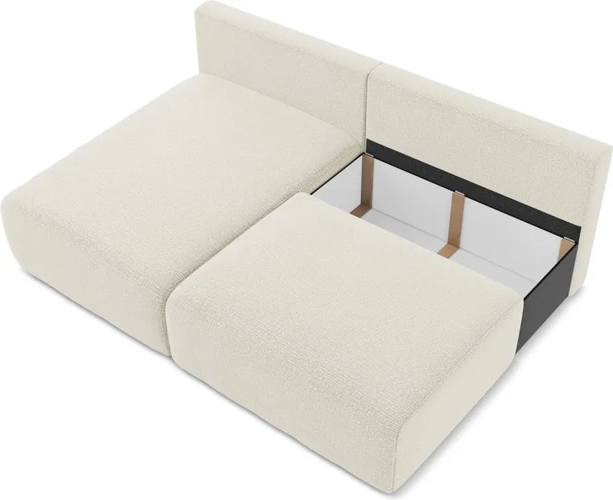 Krémszínű kinyitható-tárolóhelyes sarokkanapé (bal oldali) Kalena – Makamii