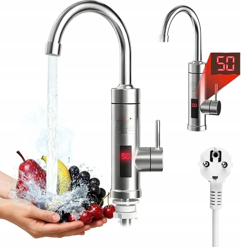 Átfolyós Vízmelegítő Elektromos Fűtőtest LCD Csaptelep Konyhai Csaptelep