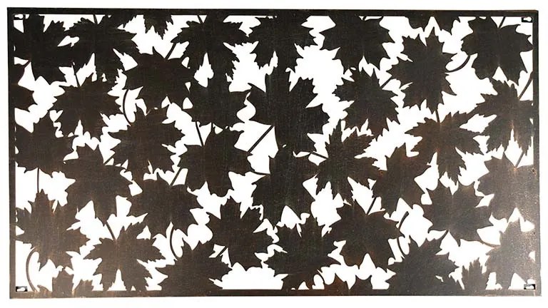 Lézervágott fém fali dekoráció, levél mintás, 120 x 60 cm