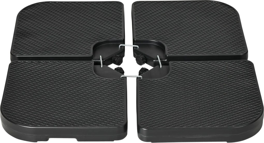 Outsunny 4 darabos Napernyő Súly - Időjárásálló Napernyő Állvány Súly Offset Napernyőhöz Fogantyúval, 80 kg Homokkal vagy 60 kg Vízszel Tölthető, HDPE