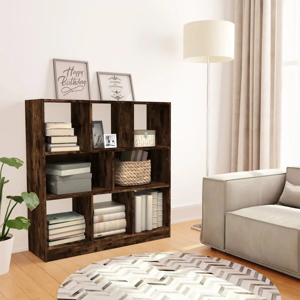 füstös tölgy színű szerelt fa könyvszekrény 97,5x29,5x100 cm