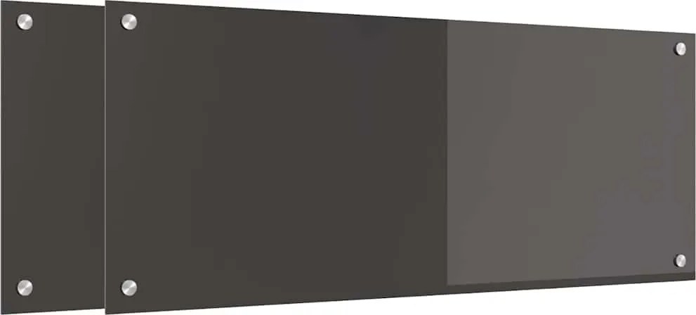 vidaXL Konyhai splashback 2 pcs Sötétszürke 100 x 40 cm edzett üveg