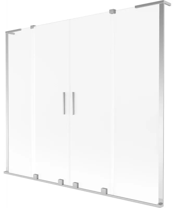 Mexen Velar L Duo, 2 szárnyas eltolható kádparaván 180 x 150 cm, 8 mm mattüveg, króm, 896-180-003-32-01