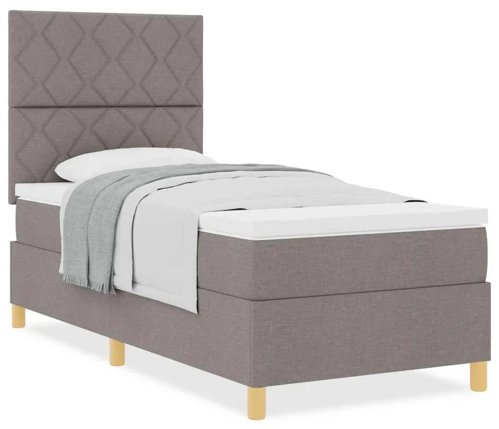 Boxrugós ágy fejtámlával Tópszínű 100 x 200 cm szövet