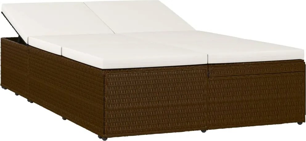 vidaXL barna polyrattan átalakítható napozóágy párnával