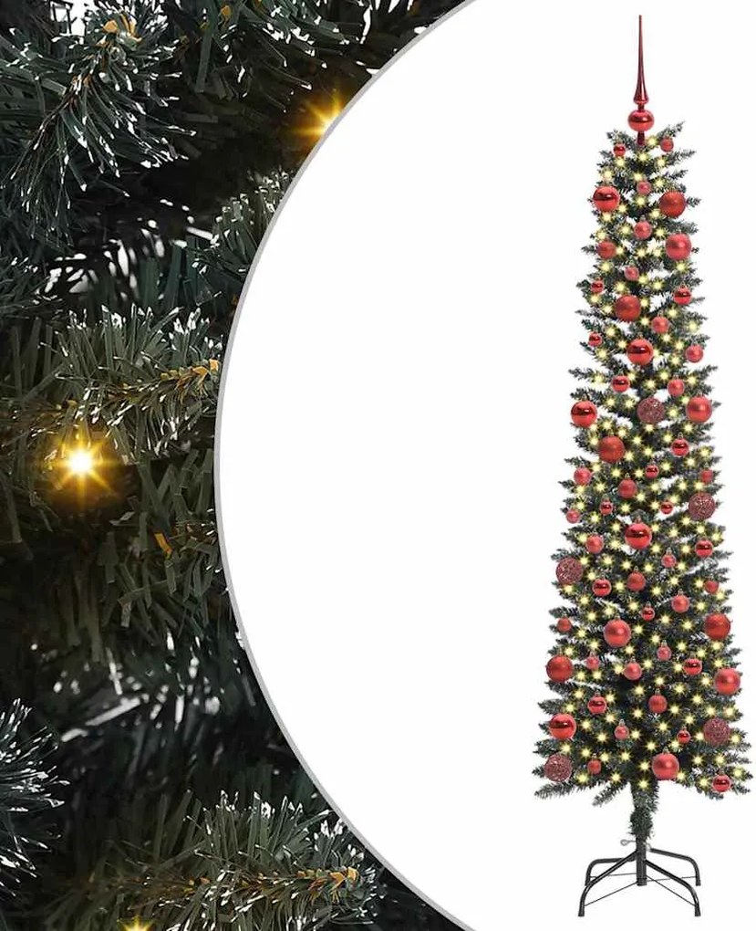 vidaXL Mű karácsonyfa 300 LED-del Zöld 180 cm PVC és Műanyag és Acél