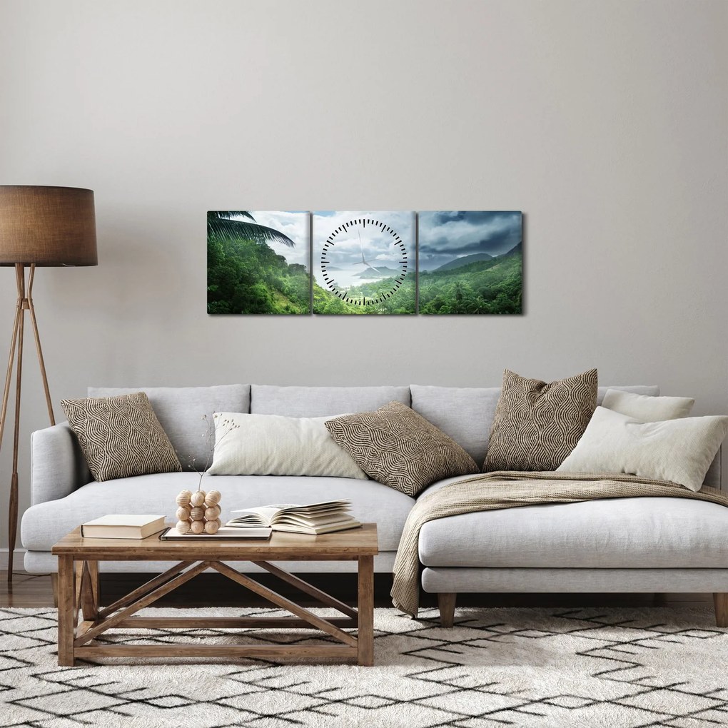 Kép - Seychelle-szigetek, dzsungel (órával) (90x30 cm)