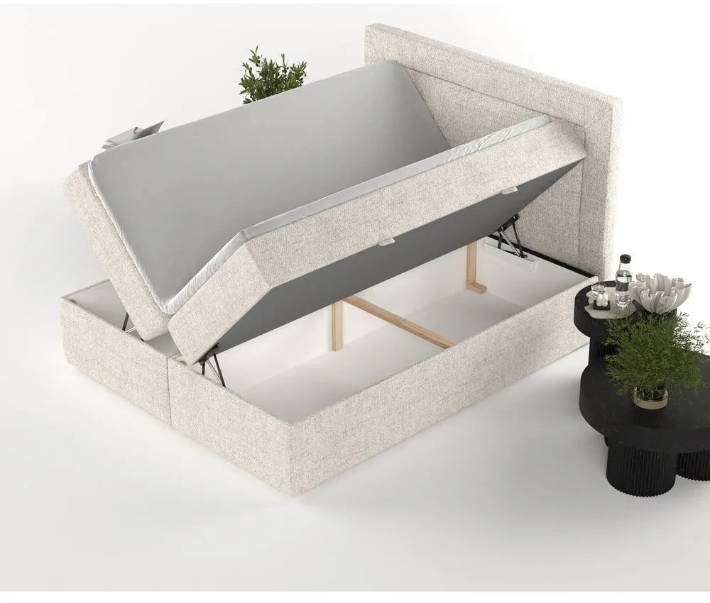 Krémszínű ágyneműtartós boxspring ágy 160x200 cm Imagine – Maison de Rêve