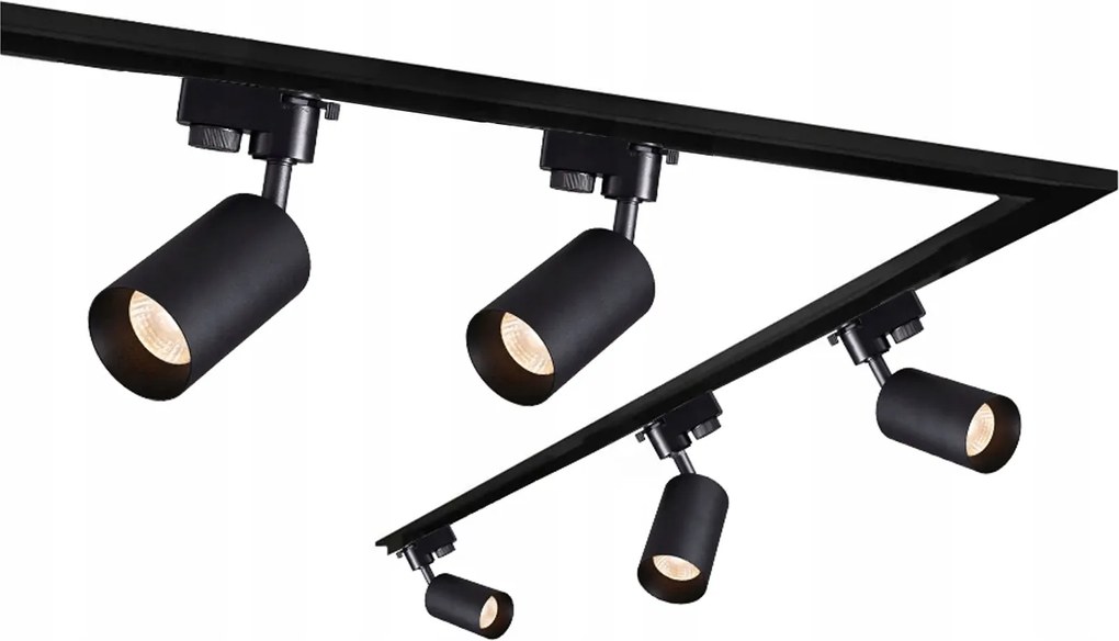 Edo Sín szett Fekete Sín 1.9m +1.9m 5x GU10 lámpa kiegészítők