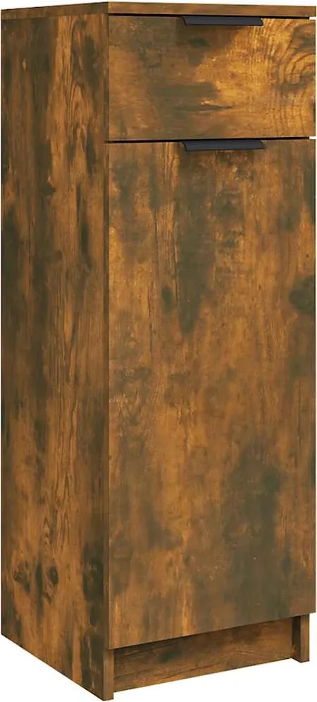 vidaXL füstös tölgy színű szerelt fa fürdőszobaszekrény 32x34x90 cm