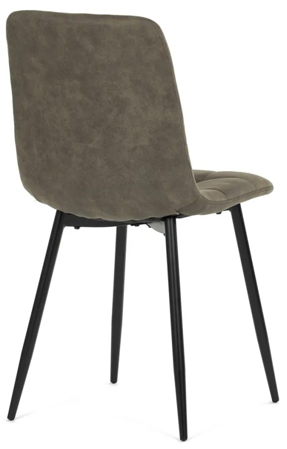 Scaun de sufragerie, stofa vintage gri-verde, picioare metalice negre