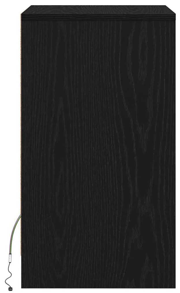 LED Éjjeli Szekrény fiókkal Musta tammi 38 x 34 x 61 cm Faanyag