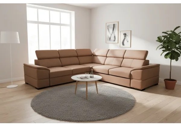 Univerzális sarokülőgarnitúra, ággyá nyitható, tárolóval GRANADA barna