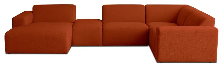 Téglavörös buklé sarokkanapé (U alakú) Roxy – Scandic