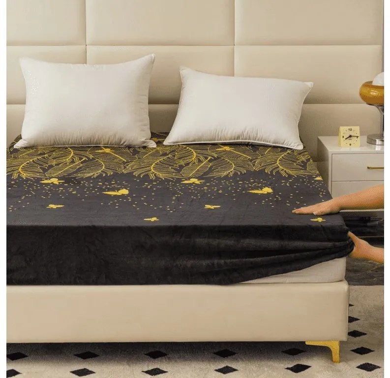 VISATA 180x200 cm fekete mikroplüss lepedő