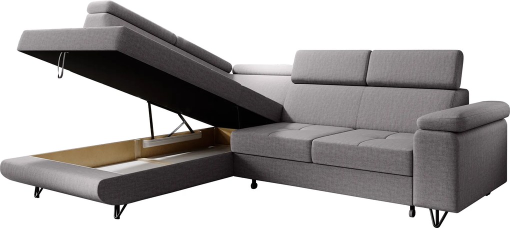 Kinyitható ülőgarnitúra, világosszürke, balos, JOGI ROH