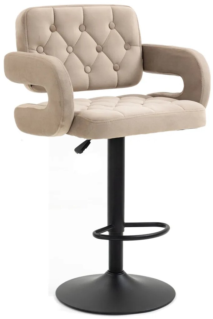 HR8403W Latte modern velúr szék fekete lábbal