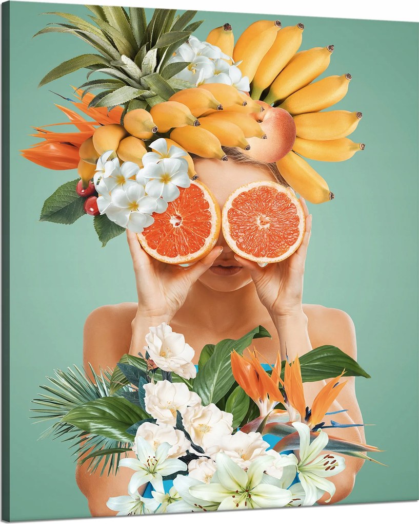Vászonkép A természet harmóniája Virágok Nő Gyümölcsök 80x100 cm
