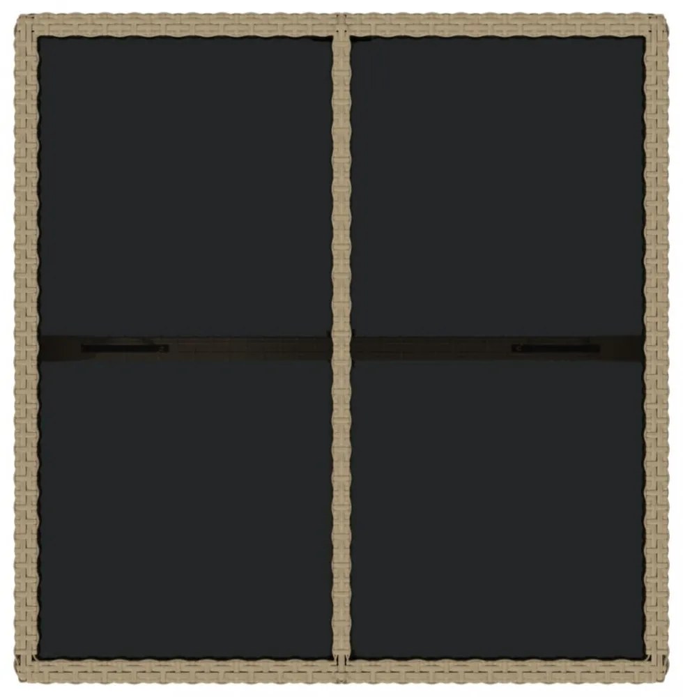 bézs polyrattan és üveg kerti asztal 109 x 107 x 74 cm