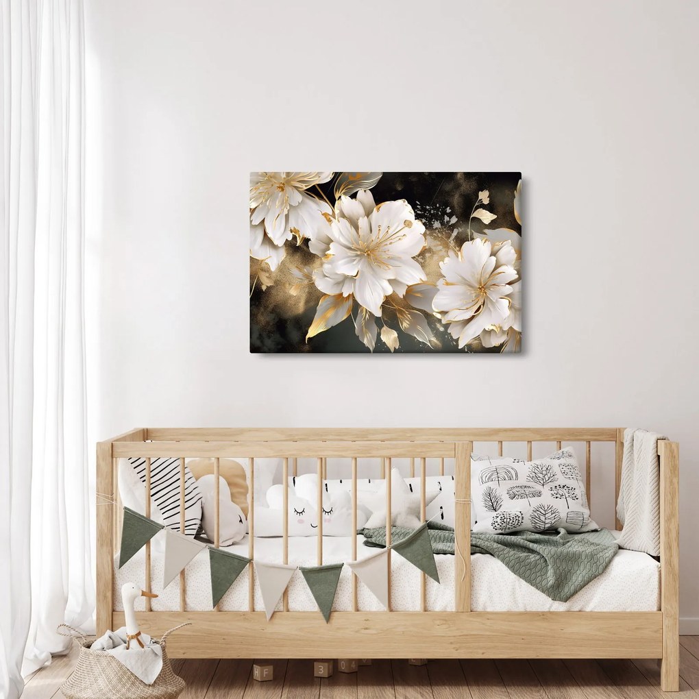 Kép - Virágok aranyban (90x60 cm)