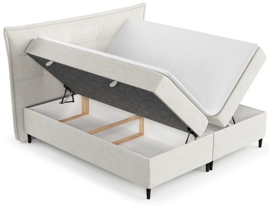 Krémszínű ágyneműtartós boxspring ágy 140x200 cm Sinai – Maison de Rêve