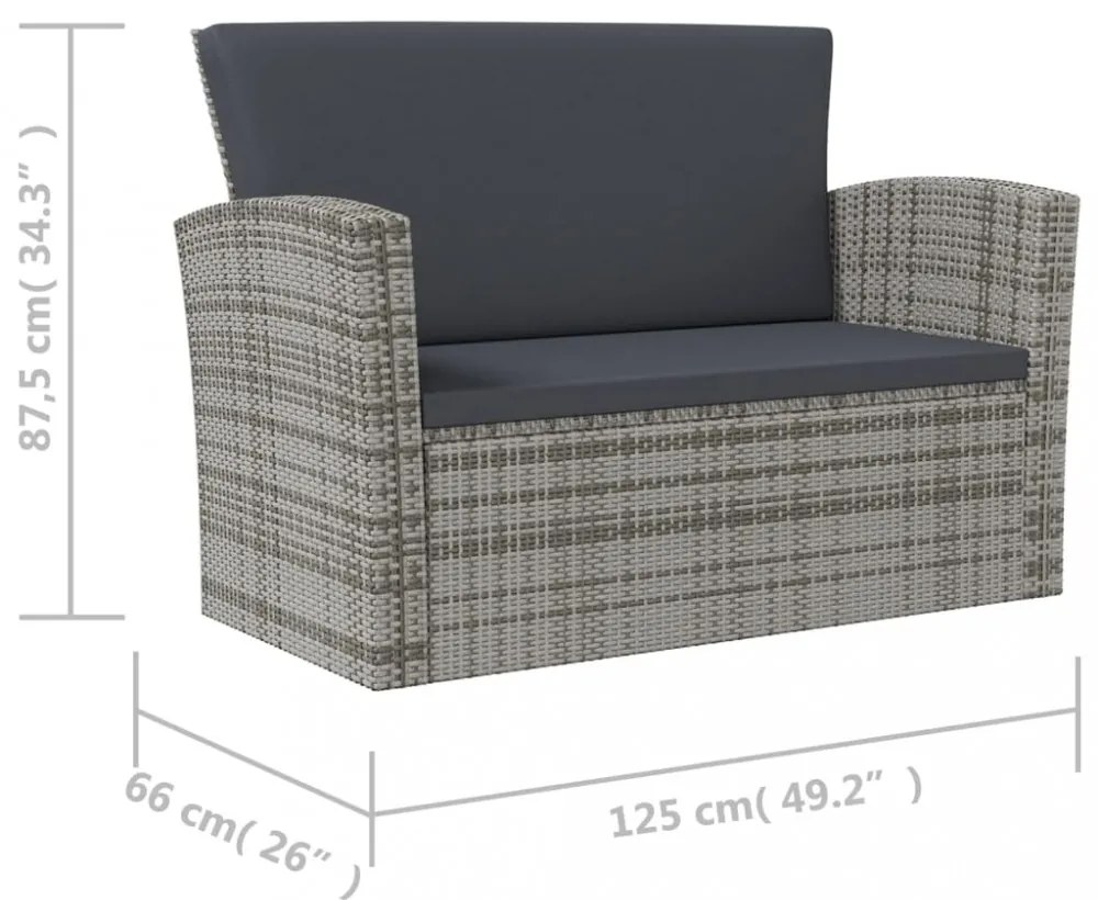 vidaXL 8 részes szürke polyrattan kerti bútorszett párnákkal