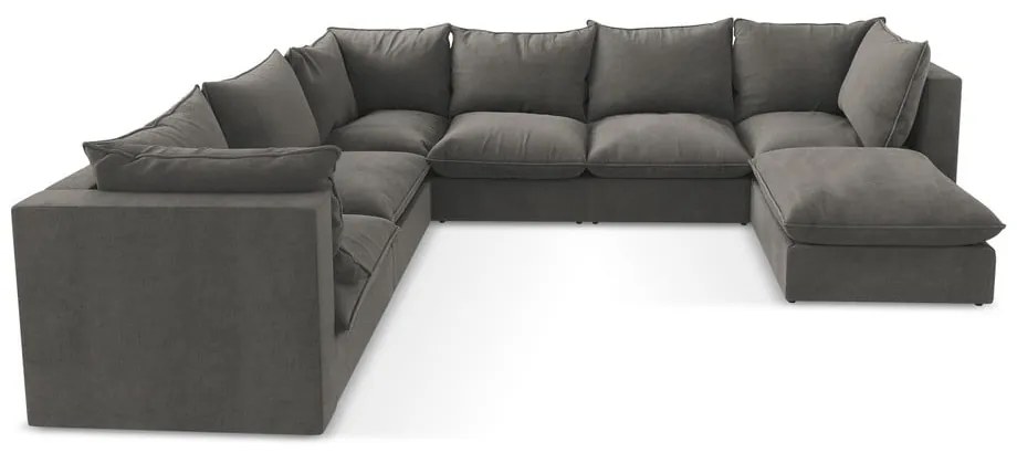 Sötétszürke sarokkanapé (bal oldali-U alakú) Manao – Makamii