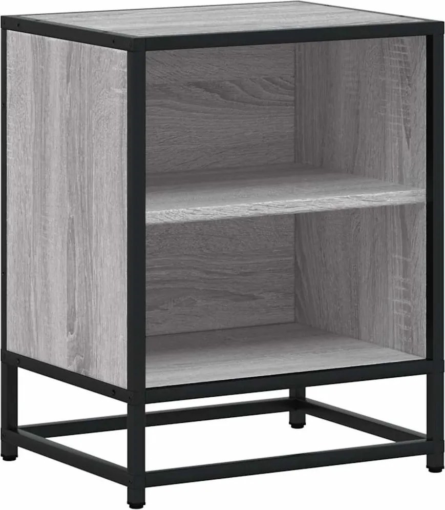 vidaXL éjjeliszekrény szürke Sonoma 40x31x50 cm Gépi fa és fém