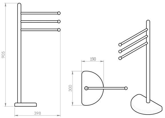 Gedy - Állvány törölközőtartóval HIBISCUS 90,5 cm fényezett króm