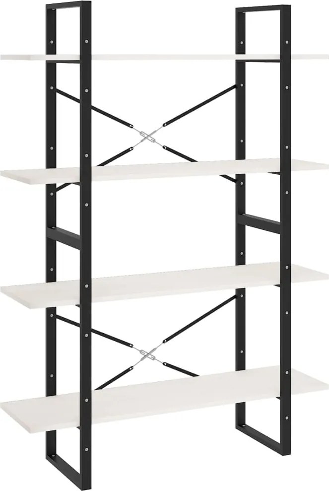 vidaXL négyszintes fehér tömör fenyőfa könyvszekrény 100 x 30 x 140 cm