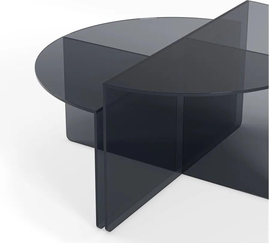 Szürke üveg kerek dohányzóasztal szett 2 db-os ø 80 cm Velta – MOME