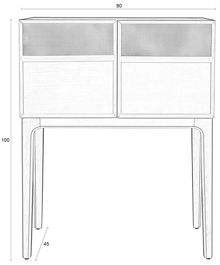 Kék komód tölgyfa dekorral 80x100x45 cm June – Zuiver