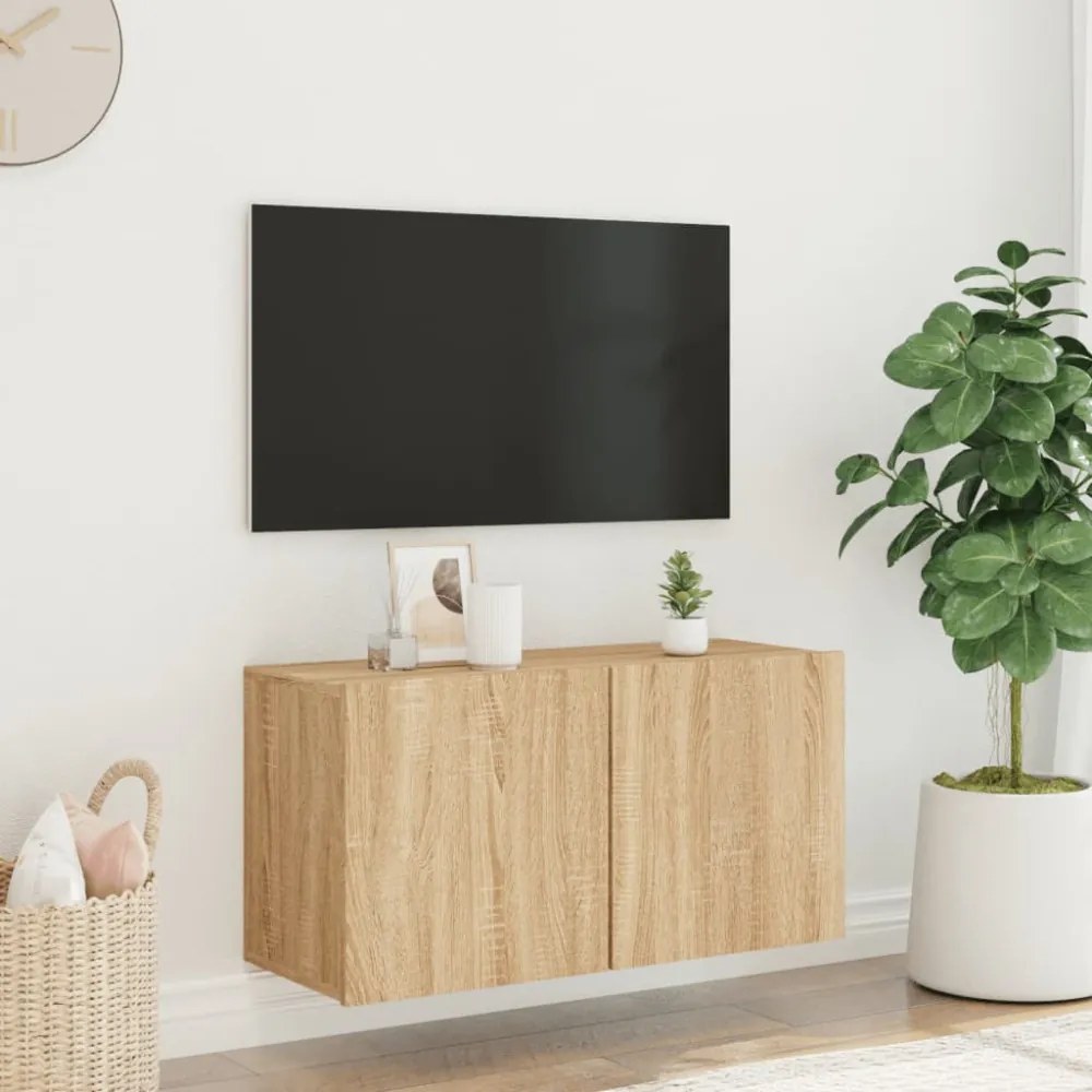 sonoma tölgy színű falra szerelhető TV-szekrény 80 x 30 x 41 cm