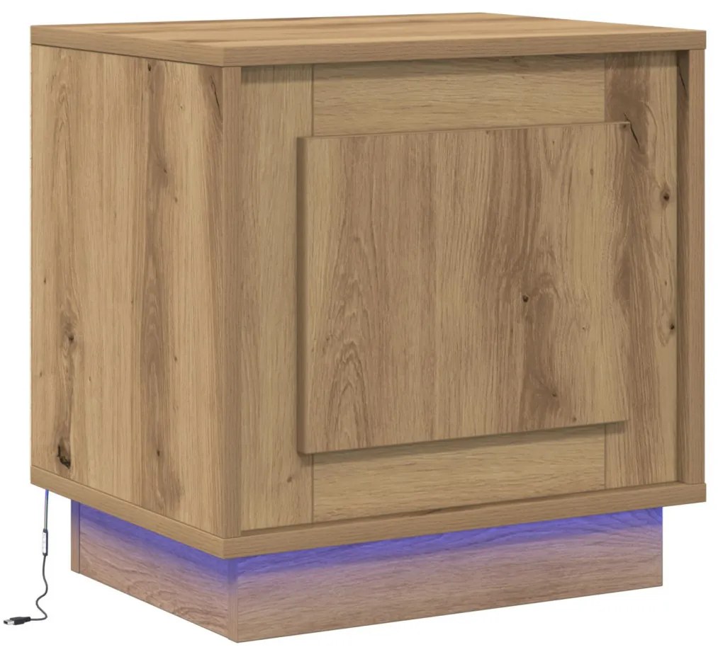 Éjjeli Szekrények LED világítással 2 db Mesterséges tölgy 44 x 34.5 x 45 cm