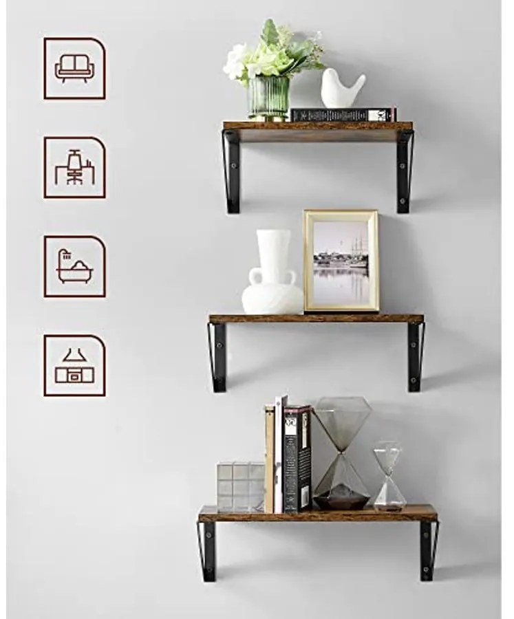 3 fali polc készlet, lebegő polcok,rusztikus barna és fekete